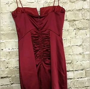 Nicole Miller Red Satin Cocktail Bodycon Dress 0